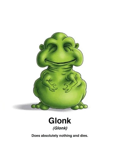 Field guide illustration of the green round Glonk